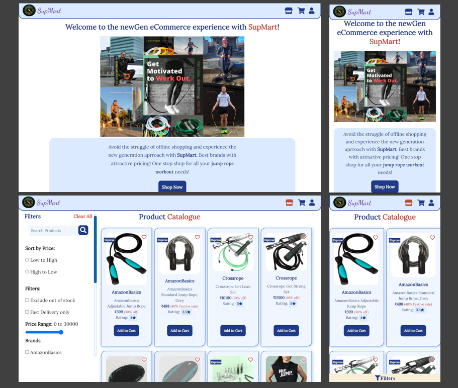 SupMart ecommerce application screenshot