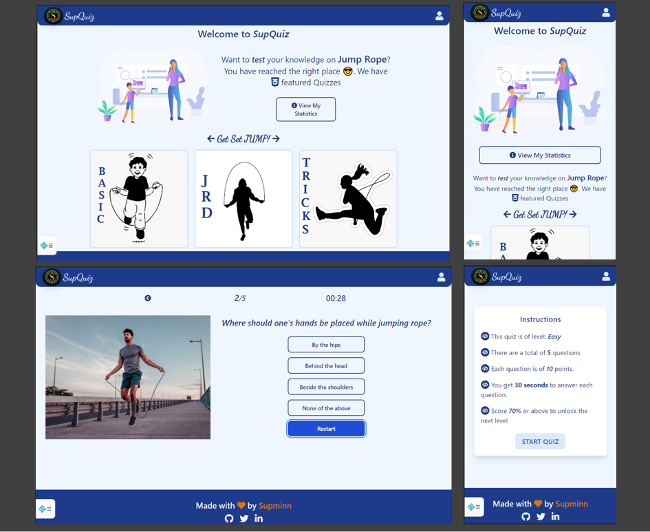 SupQuiz jump rope quiz application screenshot